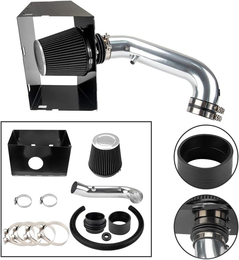 AUTOSITY Air Intake Kit, 3.5" Cold Air Intake System Kits + Heat Shield Aluminum Compatible with 2009-2015 Ram 1500/2500 2009-2011 Ram 3500 5.7L V8 HEMI Engine(Black) - Image 2